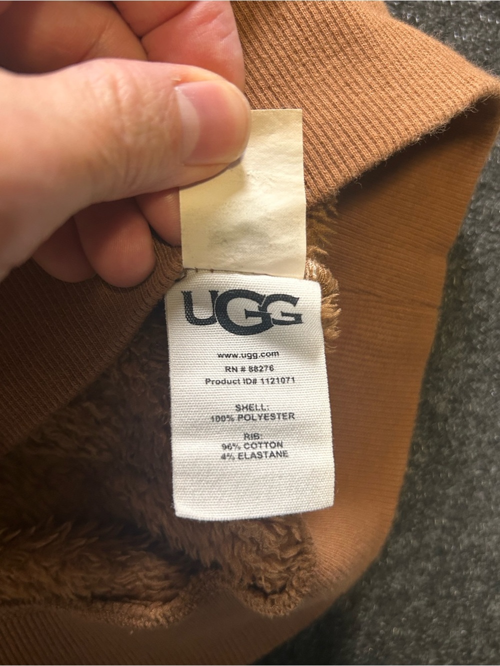 UGG Brown Sherpa Crewneck Pullover Fuzzy With Logo Size Medium - Picture 5 of 8
